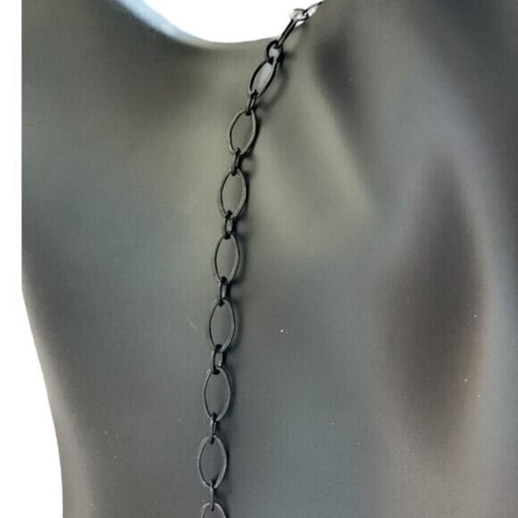 Black Floral Crystal Statement Necklace Adjustable Chain Lobster Clasp Closure - Picture 5 of 7